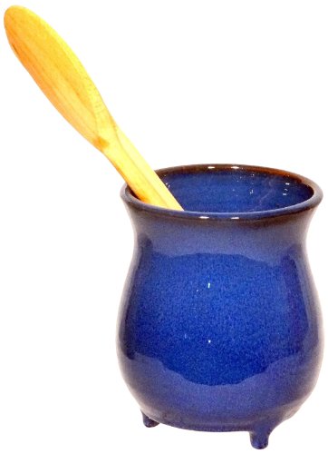 Pot à ustensiles en terre cuite  - bleu