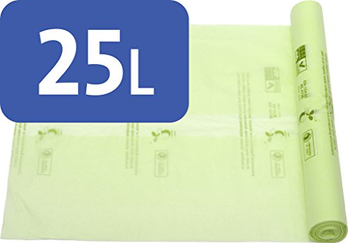 Alina 25 l compostables trottoir caddy boîte alimentaire premium/premium/déchets alimentaires poubelle à pédale poubelle à compost sac vert/biodégradable 25 litre sac avec guide alina compostage, 50 bags code EAN 5060111232627 