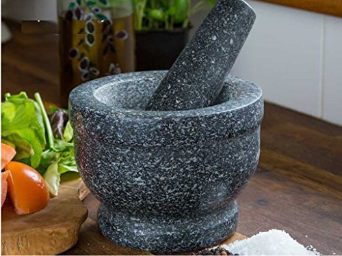 E-Bargains Mortier et pilon en granit naturel àépices herbes de graines de sel et poivre broyeur de pâte de polissage en céramique solide Ustensiles de cuisine Home Noir Pot à ustensiles Gris moucheté professionnel code EAN 5060138813014 