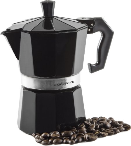 Andrew James - cafetière à expresso style italien de 3 tasses - en noir - cafetière italienne expresso - anneau de joint additionnel inclus code EAN 5060146065702 