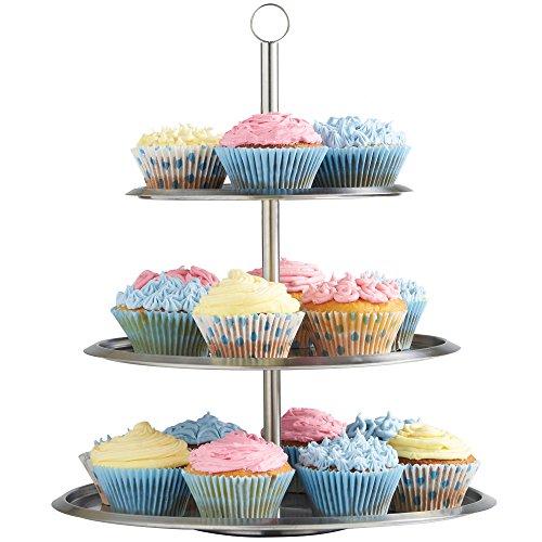 Présentoir à gâteaux à 3 étages - acier inoxydable