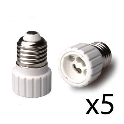 Lot de 5 adaptateurs à ampoule e27 vers gu10 5060151456915 Auraglow Lot de 5 adaptateurs à ampoule e27 vers gu10 5060151456915 Auraglow