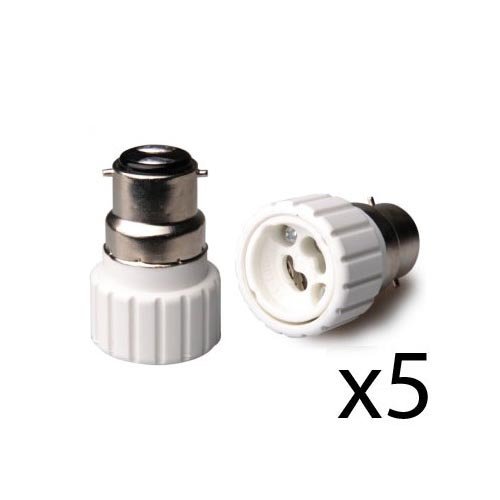 Lot de 5 adaptateurs de douilles à ampoules b22 vers gu10 5060151457059 Auraglow Lot de 5 adaptateurs de douilles à ampoules b22 vers gu10 5060151457059 Auraglow