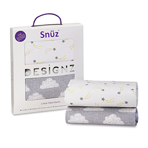 Snuz Lot de 2 draps-housses Motif nuages Compat...