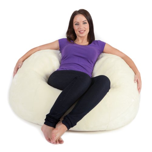 Bean Bag Bazaar® Pouf Poire ICON XL Chaise Pouf Poire Lambrissé en Fausse Fourrure- Extra Large/ Grand Pouf Poire NATUREL- Grand Pouf Poire Designer code EAN 5060161116908 