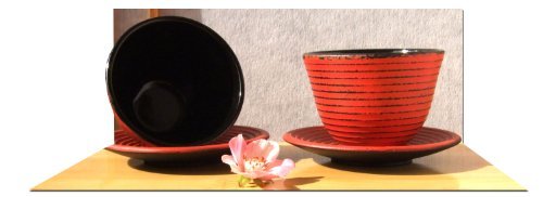 Lot de 2 tasses et 2 soucoupes en fonte Rouge