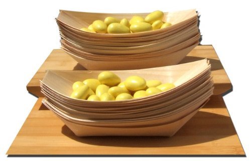 Lot de 100 coupelles Midi en bambou en forme de...