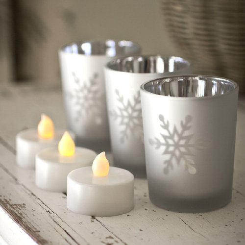 Lot de 3 Bougeoirs de Noël aux Flocons de Neige...