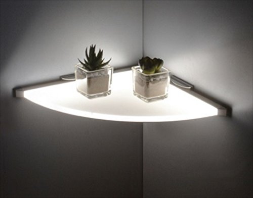 Etagère / présentoir d'angle lumineuse en LED blanc naturel qui brille à travers le plateau acrylique opale et crée une distribution uniforme de la lumière. La charge maximale du plateau est de 3 kg. Pour les dimensions, voir 2ème Image. Livraison par Colissimo Expert- assuré 5060169881969 Eco Luminaires