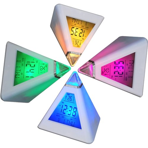 Digiflex DIGIFLEX Réveil horloge digitale pyramide avec 7 LED aux couleurs changeantes 5060188016595 (5060188016595)