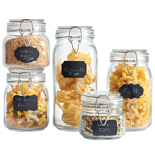 Lot de 5 bocaux en verre avec couvercle à clip ...