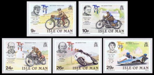 1982, 75ème anniversaire de l'Isle of Man TT Race moto tampon Cards Lot de 5 superbes cartes postales vintages) 5060216851143 Stamp Card 1982, 75ème anniversaire de l'Isle of Man TT Race moto tampon Cards Lot de 5 superbes cartes postales vintages) 5060216851143 Stamp Card