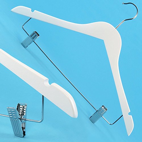 Lot de 10 cintres en bois avec pinces pour pant...