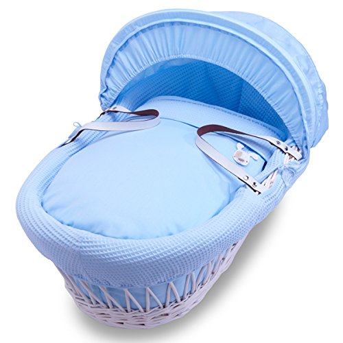 - couffin en osier blanc gift - bleu pastel