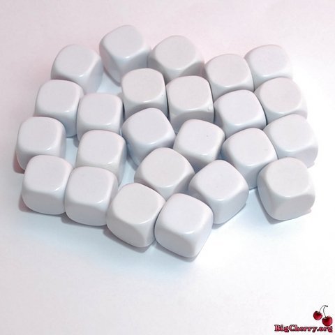 BigCherry Big Cherry Lot de 24 dés vierges 6 faces D6 16 mm Blanc 5060234211349 (5060234211349)
