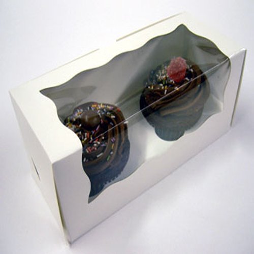 Weddingandpartystore Pour 2 Cupcakes Blanc à Cupcakes avec fenêtre et double Moule-Lot de 5 code EAN 5060238091398 
