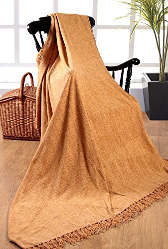EliteHomeCollection Couverture en chenille 100 % polyester indien pour canapé 3 places/couvre-lit double beige 225 x 250 cm 5060238576727 (5060238576727)