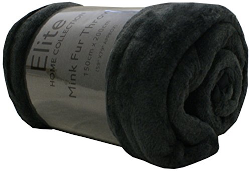 Couverture/plaid fausse fourrure noir taille l ...