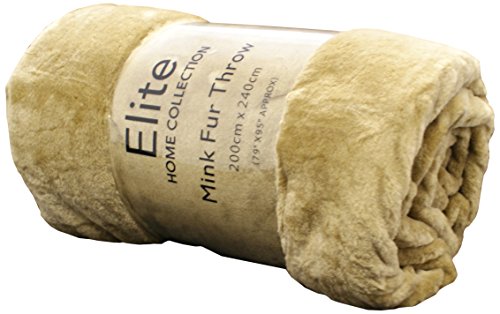 Couverture/plaid fausse fourrure camel taille x...