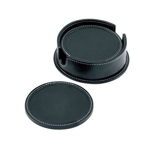 Cescahide Cuir rond dessous de verre ensemble - noir 5060241813994 (5060241813994)