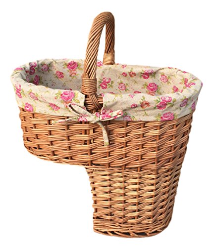 Panier d'Escalier en Osier, Doublure Rose Coton