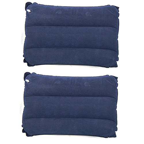 2 x blue inflatable pillow camping travel soft ...