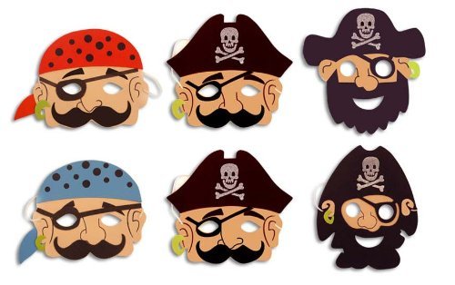 Lot de 6 masques de pirate en mousse