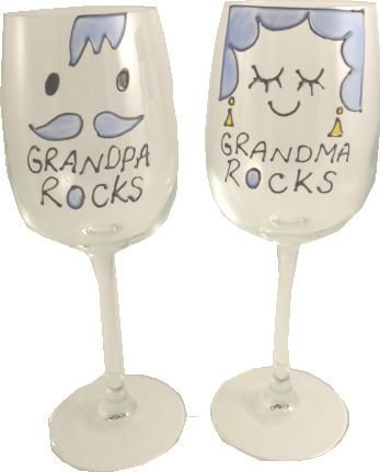 Papi et Mamie Rocks Lot de 2 verres à vin