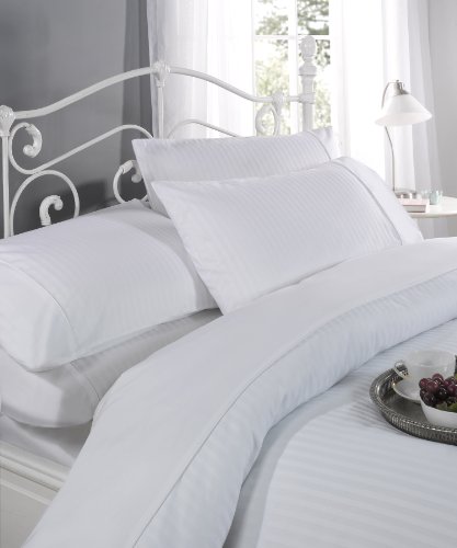 The Sleep Easy Boutique Hotel RITZ 300TC Satin de coton Blanc à rayures Housse de couette Linge de lit 5060300451426 (5060300451426)