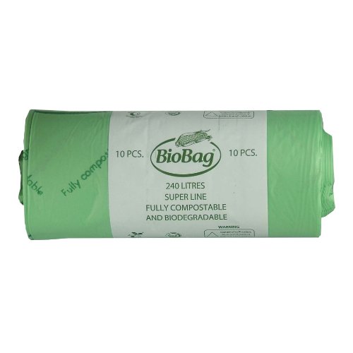 Biobag lot de 10 sacs compostables vert 240 l