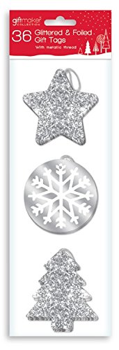 36 x Luxe Argenté Brillant Noël Étiquettes Pour...