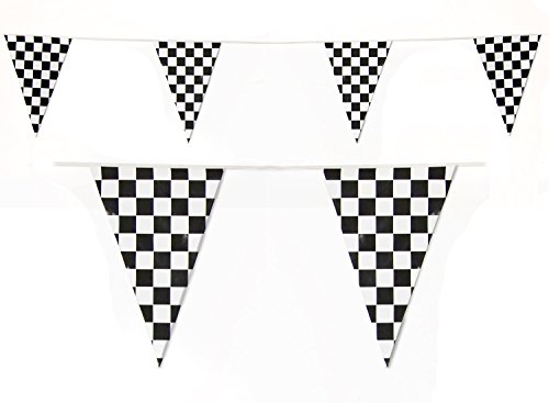 GUIRLANDE 10 mètres 20 DRAPEAUX À DAMIER NOIR E...