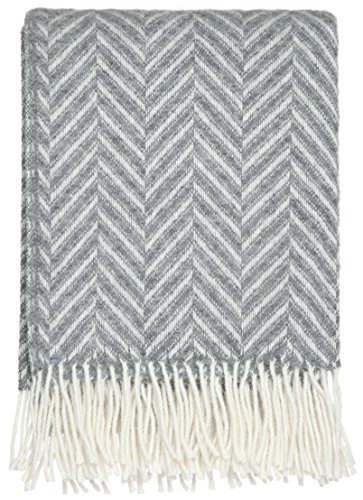 DREAMWOOL Blanket Co. Plaid en Laine Chevron Gris | 100% Pure Laine Vierge code EAN 5060324670223 