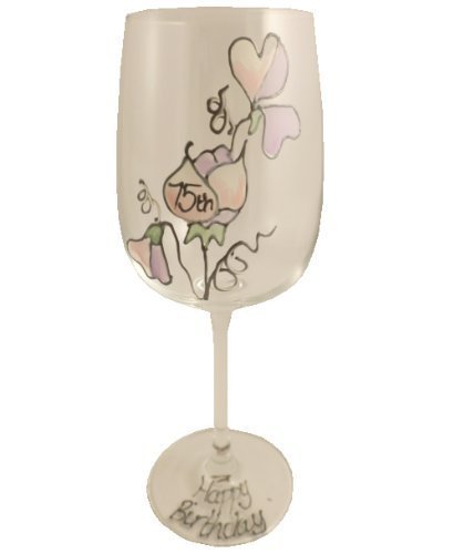Cadeau 75E anniversaire Sweet Pea Verre à vin