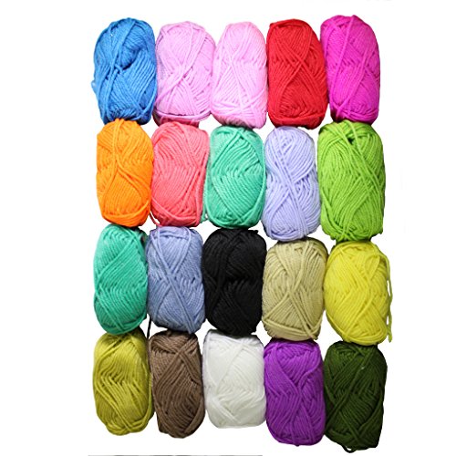 Lot de 20 pelotes de laine de 25g en acrylique ...