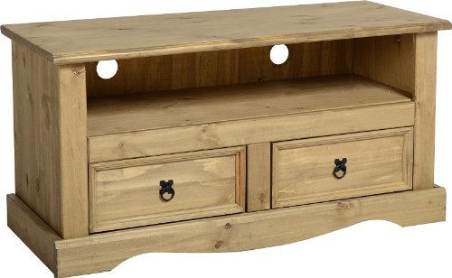 Seconique By home discount ltd corona meuble tv écran plat à 2 tiroirs unité - pin ciré vieilli 5060347322536 (5060347322536)