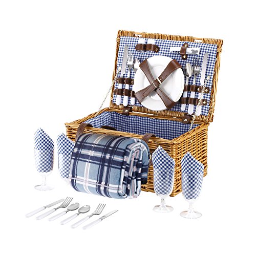 Panier pique-nique en osier 4 personnes (avec c...