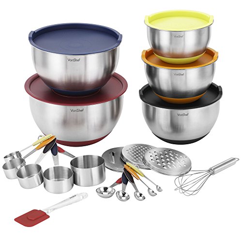 Lot de 5 bols/récipients en inox avec couvercle...