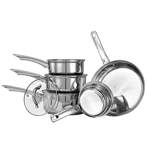 Set 5 pièces casseroles ustensiles de cuisines acier inoxydable avec couvercles en verre 5060351497350 VonShef Set 5 pièces casseroles ustensiles de cuisines acier inoxydable avec couvercles en verre 5060351497350 VonShef