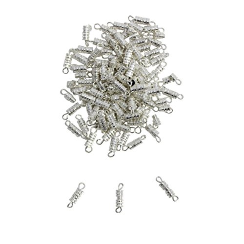 CurtzyTM Lot de 100 Fermoirs à Vis en Argent Pl...