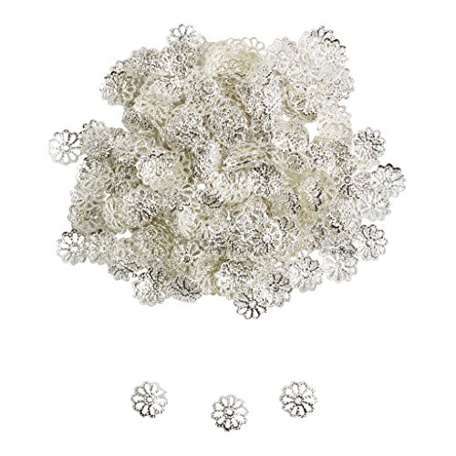 400 perles embouts marguerites en plaqué argent...