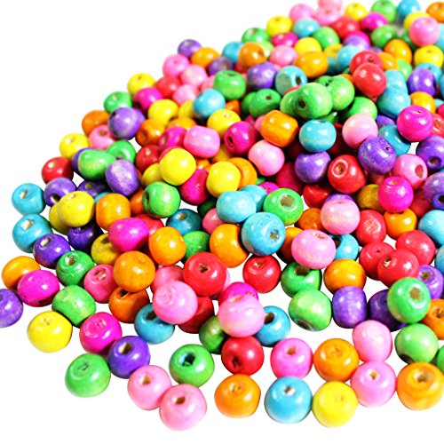 Lot de 540 perles rondes en bois multicolores d...