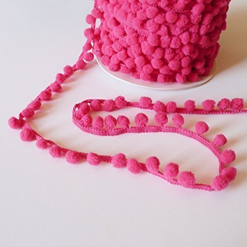 Petit mini Rose fuchsia Bordure à pompons Silic...