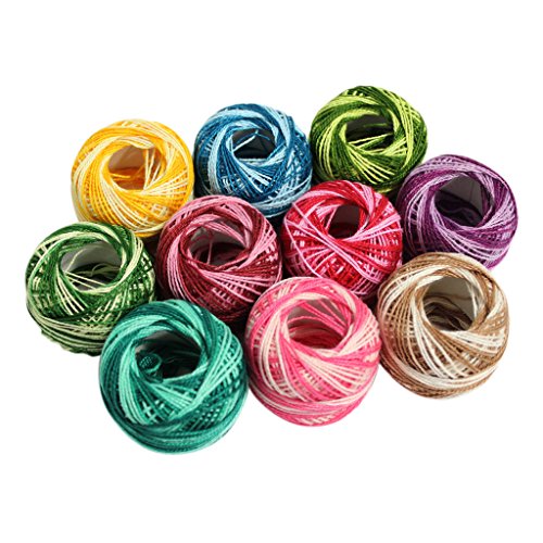 10 Bobines de Fil de Coton à Rayures Multicolor...