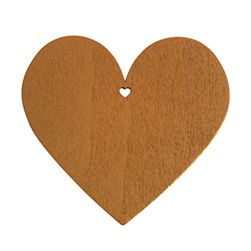 M 50 étiquettes plaques décoratives en forme de cœurs en bois de 85mm couleur marron café 5060392484487 Kurtzy