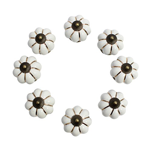 M ensemble 8 poignées en céramique crème & doré...