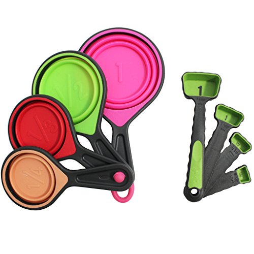 M 8 tasses et cuillères à mesurer en silicone p...