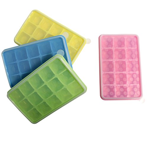 M lot de 4 bacs à glaçons en silicone coloré- 1...