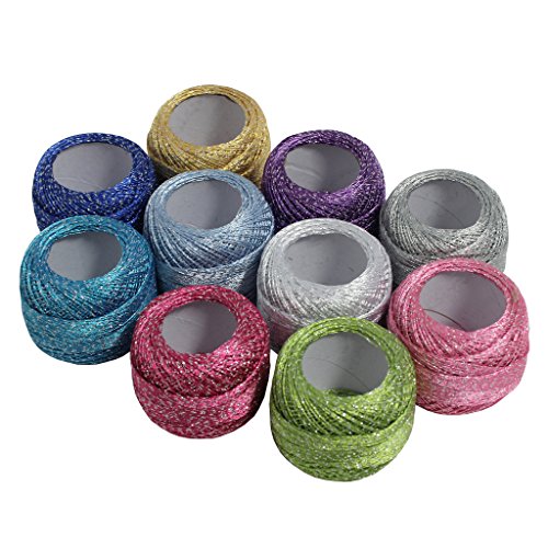 M 10 fils de coton colorés et scintillants- 10g...