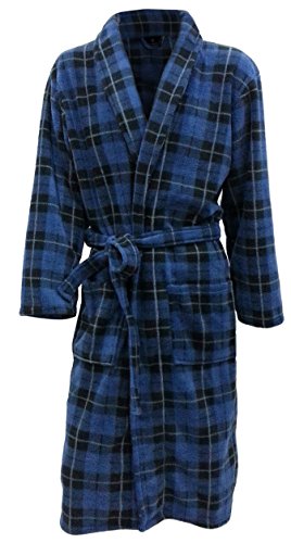 Robe de chambre en polaire à carreaux bleu - Homme (L) 5060392961940 John Christian